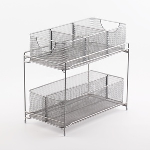 2 Tier Cabinet Organizer Drawer Bathroom Under Sink Organizer and Storage with Sliding Wire Storage Baskets
