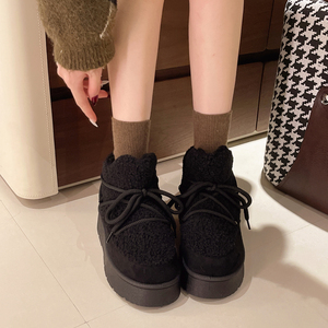 <span class=keywords><strong>Scarpe</strong></span> Invernali da Donna <span class=keywords><strong>con</strong></span> Tomaia in Pile, Suola Spessa, Slip-on, Stivali da Neve alla Caviglia <span class=keywords><strong>con</strong></span> Lacci in Corda e Bordo in <span class=keywords><strong>Pelliccia</strong></span> - Product Image 6