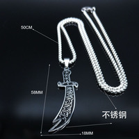 Ins Style Haute Qualité Tendance Mode Fine Charme Pendentif Épée De Guerrier Arabe Plaqué Or Collier En Acier Inoxydable