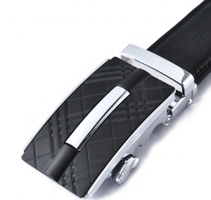 Ceinture pour homme en cuir de vache véritable, durable, pour tenue habillée ou décontractée, longueur personnalisable avec boucle automatique en alliage réglable - Product Image 2