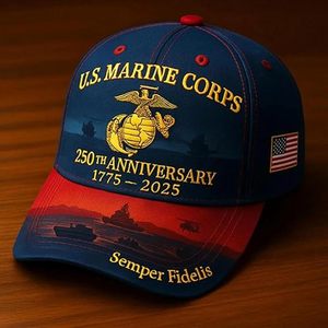 <strong>Marine</strong> Corps 250th Anniversary 3D Embroidery Denim 6-Panel Unisex Hat Adjustable Metal Buckle Front Logo Retro <strong>Marine</strong> Summer <strong>Cap</strong> - Product Image 2