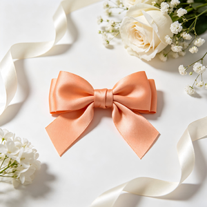 Nœud en satin prénoué doux pêche-orange pour bouquet floral de printemps, douche nuptiale, boîte cadeau de mariage, ornement de fête - Product Image 3