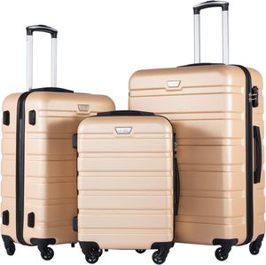 Ensemble de 4 valises de voyage rigides en ABS avec serrure TSA, <span class=keywords><strong>roulettes</strong></span> fixes, légères, design moderne et épuré - Product Image 1