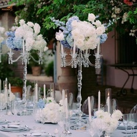 Candélabre en cristal de luxe fait main à 5 bras et longue tige, 106 cm, pour Noël, mariage, centre de table, tailles personnalisées, décoration intérieure