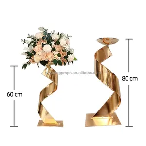 Décorations de mariage en métal doré, centres de table de mariage pour support de fleurs, base de fleurs