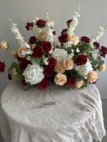B0809 Chemin de table personnalisé en soie blanche et verte, centres de table de mariage, décoration florale artificielle, arrangement pour la maison