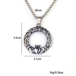 Cross-border European American for Ireland-style Hollowed-out Stainless Steel Necklace Trendy Celtic Knot Pendant Snake Chain - Product Image 4
