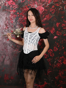 Top Corset Délicat à Col Carré et Bretelles Fines en Dentelle, avec Maille Florale Transparente et Baleines pour Sculpter la Taille, Idéal pour le Style Cottagecore et le Quotidien - Product Image 2