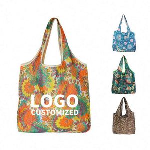 Eco Friendly Easy Carry Reusable Foldable Pocket Tote Grocery Bag Polyester <b>Folding</b> Shopping Bag - Product Image 1