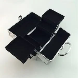 Flight-case de boîte à outils de maquillage en aluminium personnalisée avec plateaux