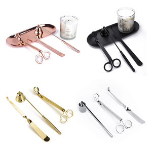 Ensemble d'accessoires de bougies chauffe-plats, 4 pièces en <span class=keywords><strong>métal</strong></span> or Rose, étiquette privée, outils de coupe, <span class=keywords><strong>mèche</strong></span> en or Rose - Product Image 2