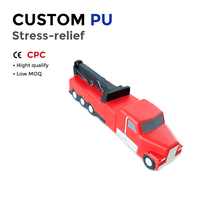 Jouet Squishy Personnalisé en PU Rouge Camion de Remorquage, Jouet Anti-Stress à Remontée Lente, Jouet Sensoriel à Presser pour Enfants et Adultes, Véhicule Jouet Sensoriel