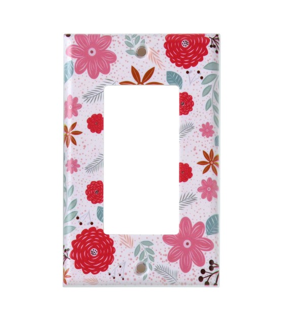 Decorative 1 Gang Single Light Switch Cover Plate Faceplate with Oil-painted Pattern for Modern Bathroom and Kitchen 20A