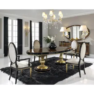 wooden Home furniture Luxury dinning set oval dinning table and chair 6 seater for dining room furniture