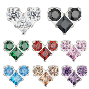 El más nuevo Labret Top Titanium Body Jewelry Kito CZ 16G Lip Double Round CZ y Square CZ Center Earring Nose Ring - Product Image 1