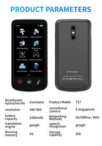 Dispositif de traduction portable T27, 147 langues en temps réel, en ligne, 4G Wi-Fi pour service de traduction d'intelligence artificielle - Product Image 5