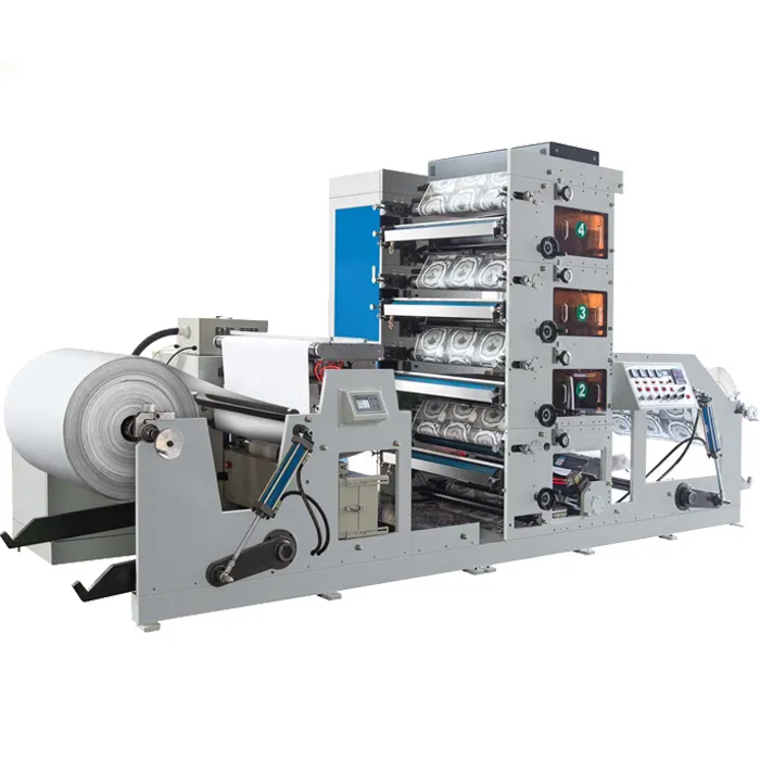 Rollo de papel térmico multicolor de alta precisión, máquina de impresión de flexo deslizante
