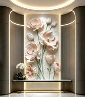 Autocollants muraux de fleurs imprimés en 3D, décoration moderne pour la maison, salon, hôtel et chambre à coucher |   Autocollants muraux à coller et à décoller