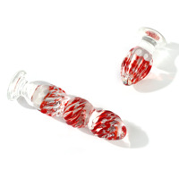 Plug anal en verre borosilicate de qualité supérieure, sans danger pour le corps, rouge, à texture spirale, design lisse et côtelé, 100% étanche, jouet sexuel