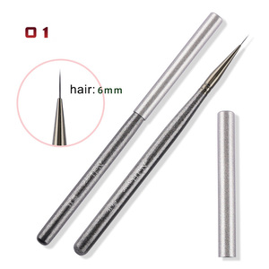 Pinceau à ongles gris à manche en bois, design floral ovale plat, pour French Manucure, 6mm 9mm 12mm, pour gel et liner ombré - Product Image 6