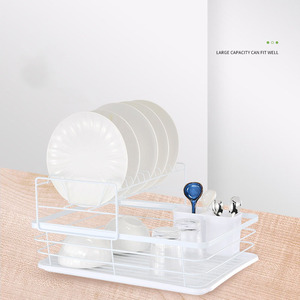 多功能厨房排水碗架熟铁厨房<span class=keywords><strong>2</strong></span>层家用盘子收纳架 - Product Image 2