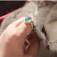 2023 cuivre plaqué or véritable 18 carats avec bague aigue-marine naturelle en pierre de Dieu bénissant l'esprit