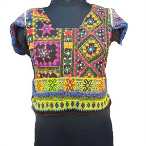 KAMARVY Ethnic Indian Traditional Bohemian Gypsy <b>Short</b> Bomber <b>Jacket</b> for Women Winter Vintage Embroidered Geometric Pattern - Product Image 3