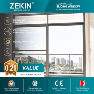 Porte coulissante en aluminium à rupture de pont thermique certifiée CE, résistante aux pressions du vent, double vitrage en verre trempé - Product Image 1