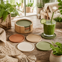 Ensemble de sous-verres en silicone de qualité alimentaire, écologiques, personnalisés OEM, antidérapants, sans BPA, avec support, pour une décoration intérieure durable