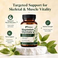 Capsules de glycinate de magnésium Biokom ODM OEM, haute absorption, 1000 mg, aide à la relaxation, complément alimentaire pour la santé des femmes