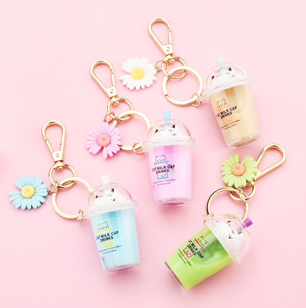 Portachiavi in acrilico produttore di portachiavi personalizzato kawaii boba portachiavi liquido con ciondolo a bolle di tè portachiavi in acrilico boba latte vuoto