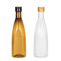 Bouteille carrée plate en PET ambrée de 500 ml de qualité alimentaire pour huile et assaisonnements, avec bouchon en Beryl/caoutchouc, pour sauce soja et vinaigre
