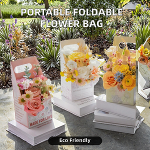 Nueva Bolsa Biodegradable para Arreglos Florales, Impresa en Flexografía, Elegante, Portátil, Plegable, de Papel, con Asa, para Regalo del Día de la Madre - Product Image 2