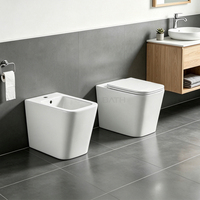 Ensemble WC moderne en céramique Ortonbath, deux pièces, sanitaires avec cuvette à double chasse économisant l'eau pour projets hôteliers