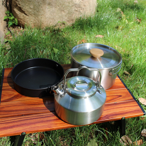 Draagbare 2-3 Personen Outdoor Camping 304 Roestvrijstalen Kookgerei <span class=keywords><strong>Set</strong></span> Camping Koekenpan Kookgerei <span class=keywords><strong>Set</strong></span> - Product Image 5