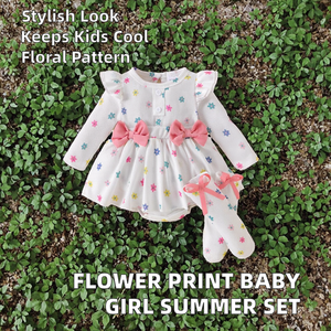 Conjunto de Verano para Bebés Niñas, Estilo Europeo Americano, Nuevo, Moderno, Antiarrugas, Transpirable, Vestido, Pantalones, Falda + Accesorios para la Cabeza - Product Image 1