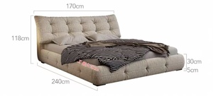 Baichuan Dernier design moderne Rembourré Chenille <span class=keywords><strong>Velours</strong></span> Tissu Queen King Size Meubles de chambre en bois Lit avec rangement - Product Image 5