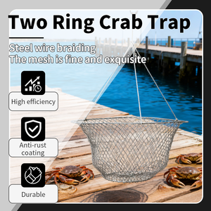 Filet de pêche pliable portable en acier inoxydable pour crabe homard et piège à écrevisses - Product Image 2