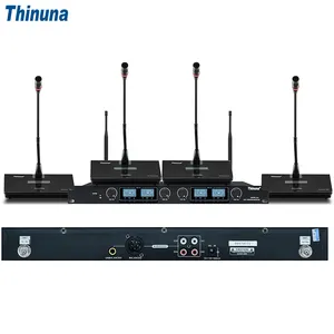 Sistema de micrófono de conferencia inalámbrico de escritorio profesional Thinuna, 4 canales, grabación de sala de reuniones Digital UHF