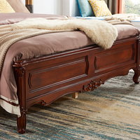 Lit en cuir véritable de style vintage américain, taille Queen/King ; Ensemble de meubles de chambre à coucher de luxe pour villa, cadre de lit, lit double.
