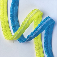 Bande de dentelle élastique à double volant de 1,2 cm pour la décoration de vêtements faits main et de bijoux