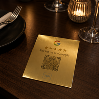Panneau de table NFC 215 personnalisé de luxe en PVC acrylique doré brossé argenté 10x10cm pour avis Google sur les restaurants