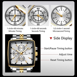 Montre pour homme d'affaires, étanche, lumineuse, avec calendrier, chronographe, carrée, en acier inoxydable, quartz, montres pour homme, Reloj - Product Image 5