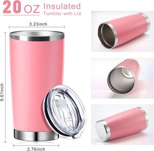 Gobelet isotherme pour voiture en acier inoxydable 304 à double paroi de 20 oz avec logo personnalisé, revêtement en poudre, gobelet de voyage pour café avec couvercle - Product Image 3