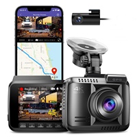 Caméra embarquée DVR de voiture intelligente avec écran tactile IPS 4K mini de 2,4 pouces, nouvelle en 2024, double objectif avant et arrière, GPS et Wi-Fi, boîte noire