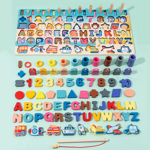 Gioco da Tavolo in Legno Creativo 7 in 1 per Bambini, Giocattolo Educativo Montessori per l'Apprendimento Precoce della Cognizione Digitale e del Traffico - Product Image 4