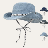 Denim lavé en détresse classique large bord été soleil Safari pêche Surf Cowboy Cowgirl pêcheur seau chapeau casquette pour homme femme