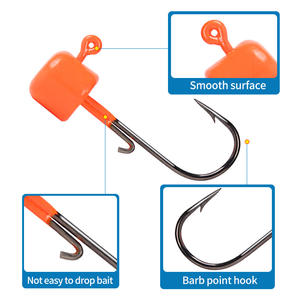 Hameçons à tête plombée six couleurs 1 2 3 4 5 pour la pêche au bar en eau douce, têtes de jig pour leurres souples avec design d'hameçon barbelé - Product Image 4