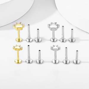 Acier inoxydable 16G <span class=keywords><strong>Helix</strong></span> Cartilage Boucles d'oreilles pour femmes Dos plat Filetage interne Zircon Patte Top Oreille Tragus Labret Anneau - Product Image 6