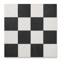 Mosaïque de marbre noir et blanc, carreaux de marbre à damier, mosaïque de marbre blanc de Carrare, carreaux de marbre noir de Chine